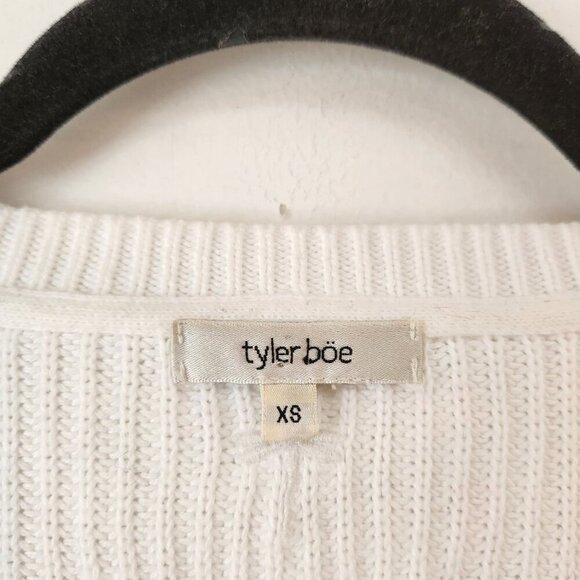 Tyler Boe White Pullover Knit Sweater 100% Cotton Wardrobe Basic Women's XS - Picture 6 of 8